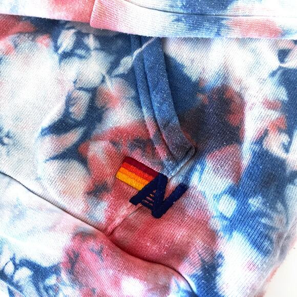 AVIATOR NATION Tie Dye Full Zip Sweatshirt Hoodie in Red Blue White Size S - Picture 5 of 14